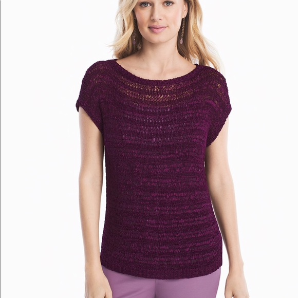 Sweaters - WHBM SHORT-SLEEVE OPEN-STITCH PULLOVER SWEATER